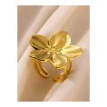 SHEIN - Bague ouverte grande fleur dorée – acier inoxydable 1
