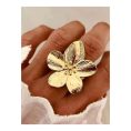 SHEIN - Bague ouverte grande fleur dorée – acier inoxydable 2