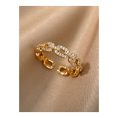 SHEIN - Bague chaîne cubaine en zircone – acier inoxydable dorée 1