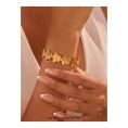 SHEIN - Bracelet manchette fleur plumeria – acier inoxydable plaqué or 18K 3