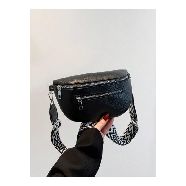 SHEIN - Sac de taille en PU – noir, bandoulière tissée 1