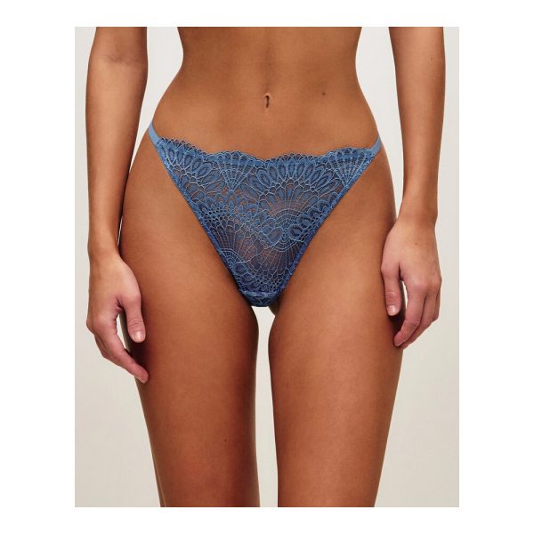 UNDIZ - Tanga en dentelle florale HEARTGIRLIZ – Bleu denim 1