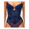 UNDIZ - Body string en mesh et broderies florales SLEAZELIZ – Bleu marine 1