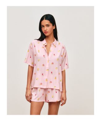 UNDIZ - Ensemble chemise et short à motifs cocktails, fleurs et citrons FLORENIZ – Rose