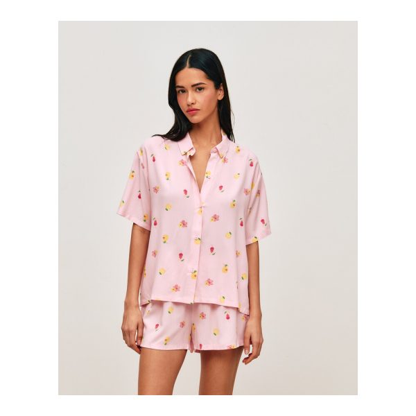 UNDIZ - Ensemble chemise et short à motifs cocktails, fleurs et citrons FLORENIZ – Rose 1