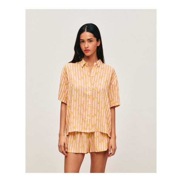 UNDIZ - Ensemble chemise et short à rayures et motifs bananes FLORENIZ – Jaune 1