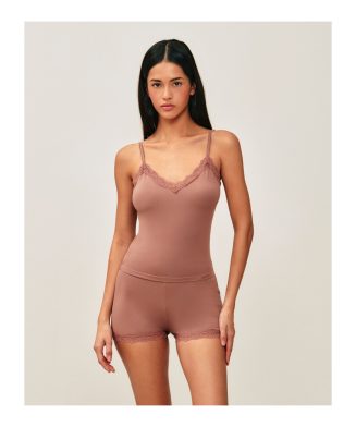 UNDIZ - Ensemble en jersey avec dentelle DAILYCOMFIZ – Marron