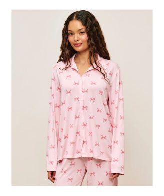 UNDIZ - Ensemble chemise et pantalon à rayures et petits nœuds AOPJOURDIZ – Rose
